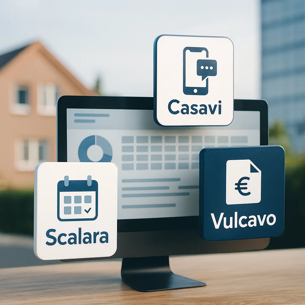 Die drei eingesetzten Systeme im Überblick: Scalara, casavi und Vulcavo